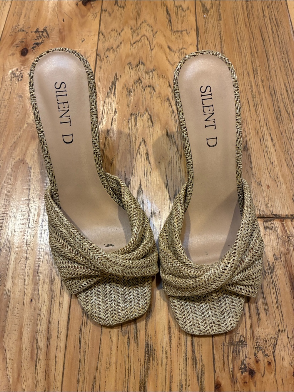 Silent D Tan Braided Slide Mules